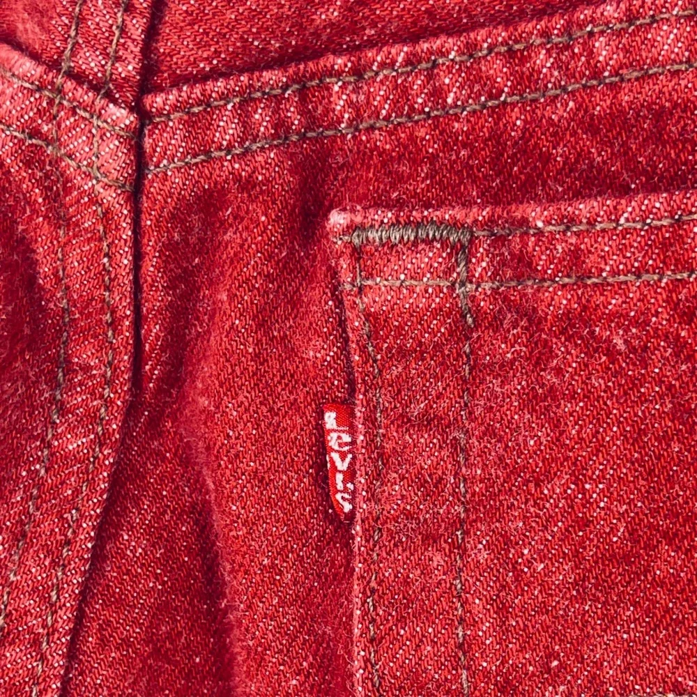 Vintage Levi 501 Jeans Men 38x32 Red Button Fly Baggy Denim Made in USA 1990s
